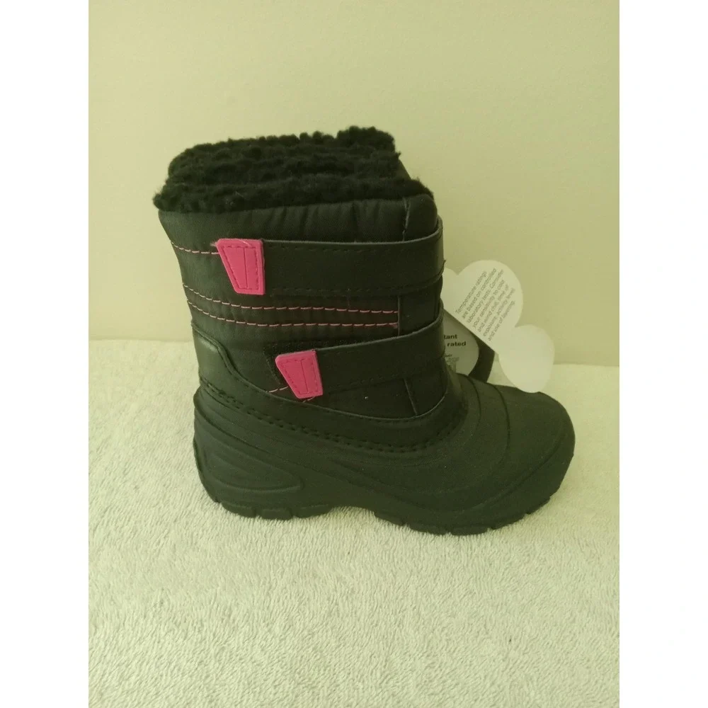 Wonder Nation Size 10 Girls Temperature Rated Winter Boots black pink NWT